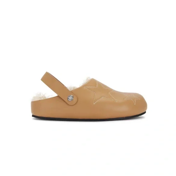 Stella McCartney Star Embroidered Clogs Slingback Sherpa Lining Tan Size 36 NWT - Picture 11 of 12